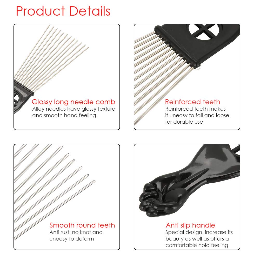 Afro hair fan metal pick image