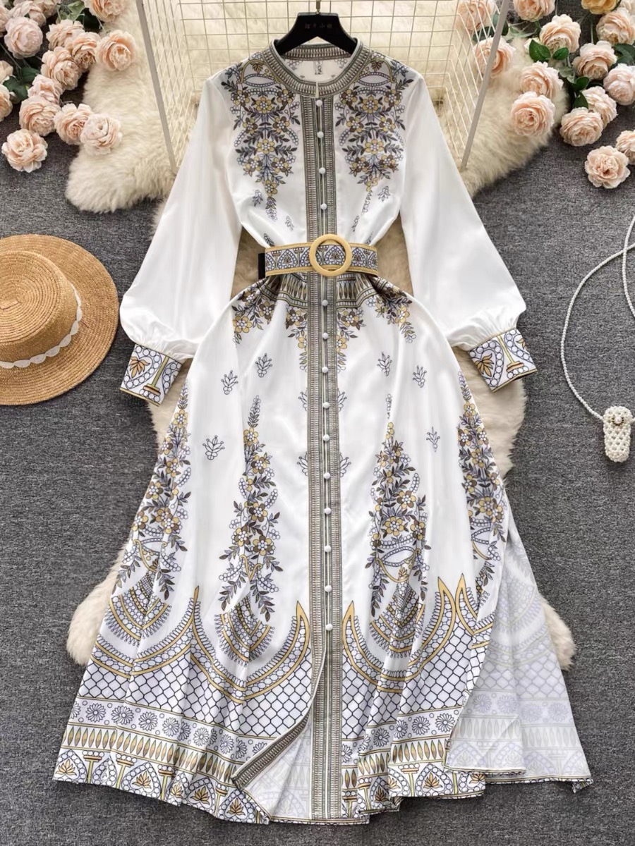 Dimensional views print dress ED92 image