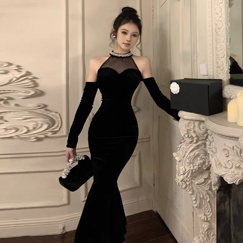 VIP banquet party velvet dress EBC67 image