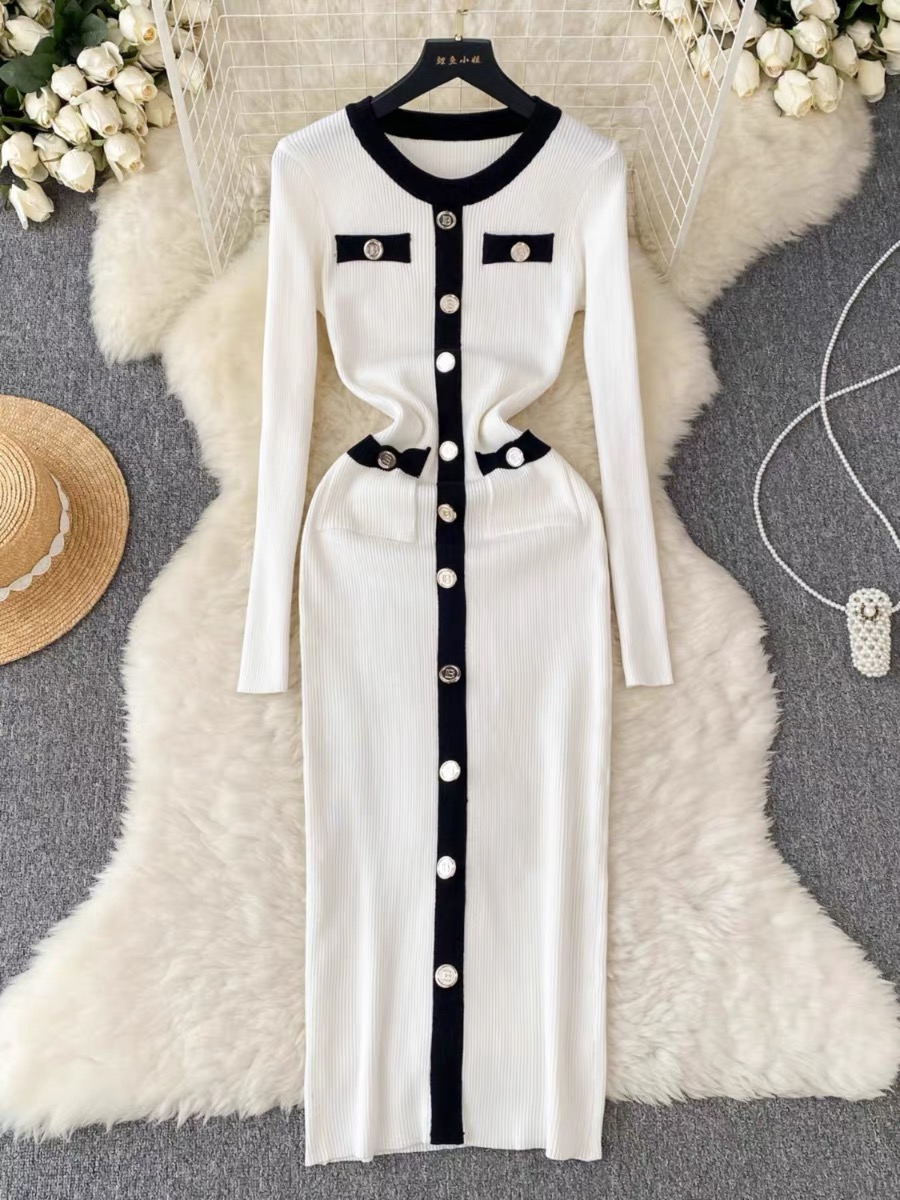 Office girl midi ribbed knit dress KBC106 image