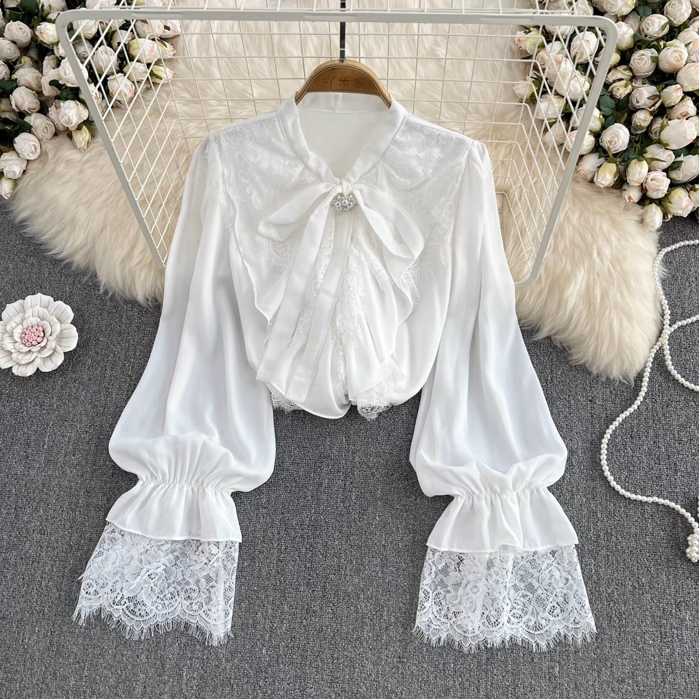 A Little envious lace sleeves top TZZ1185 image