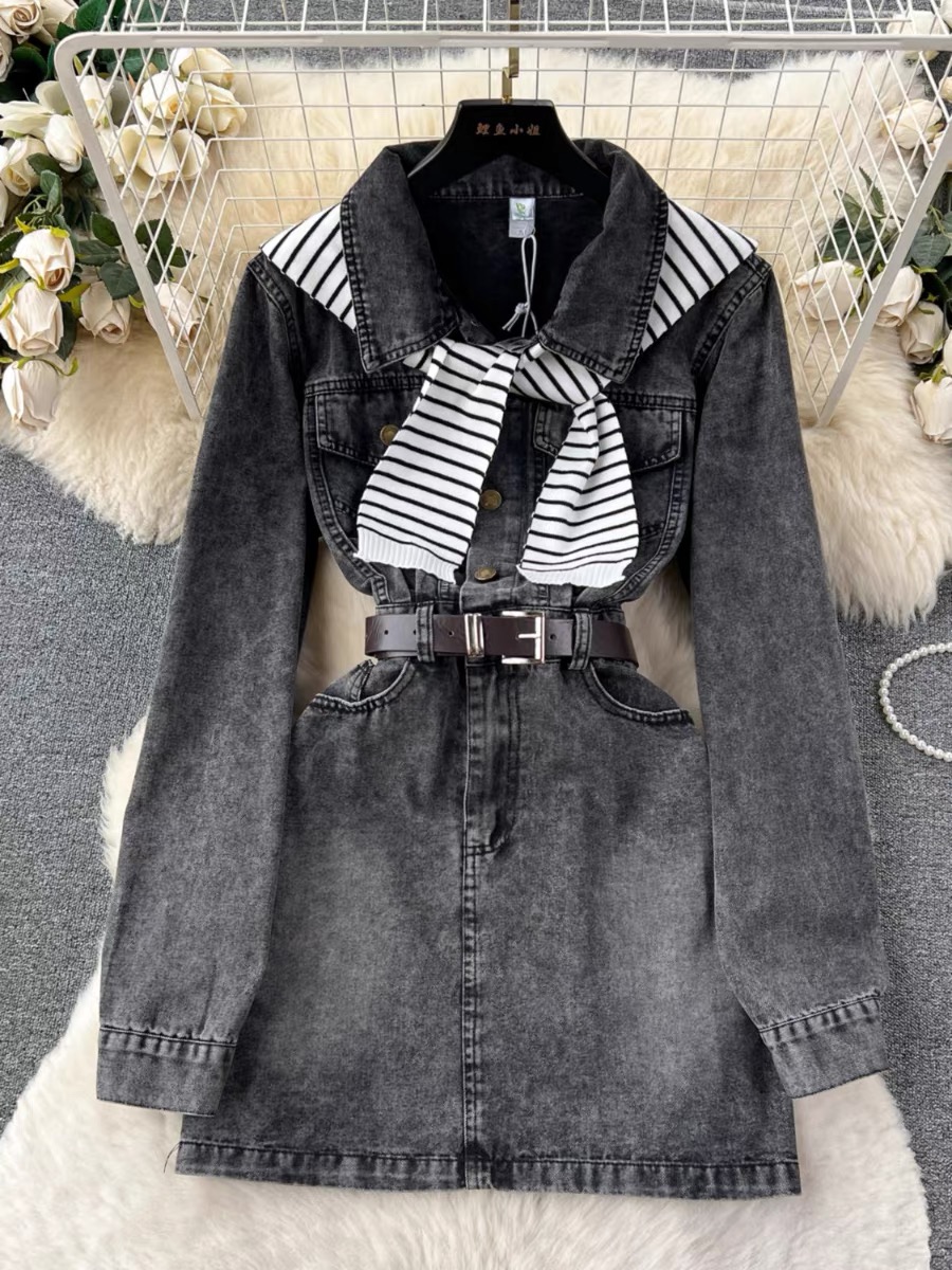 Legacy vibes denim dress , belt & shawl DD16 image