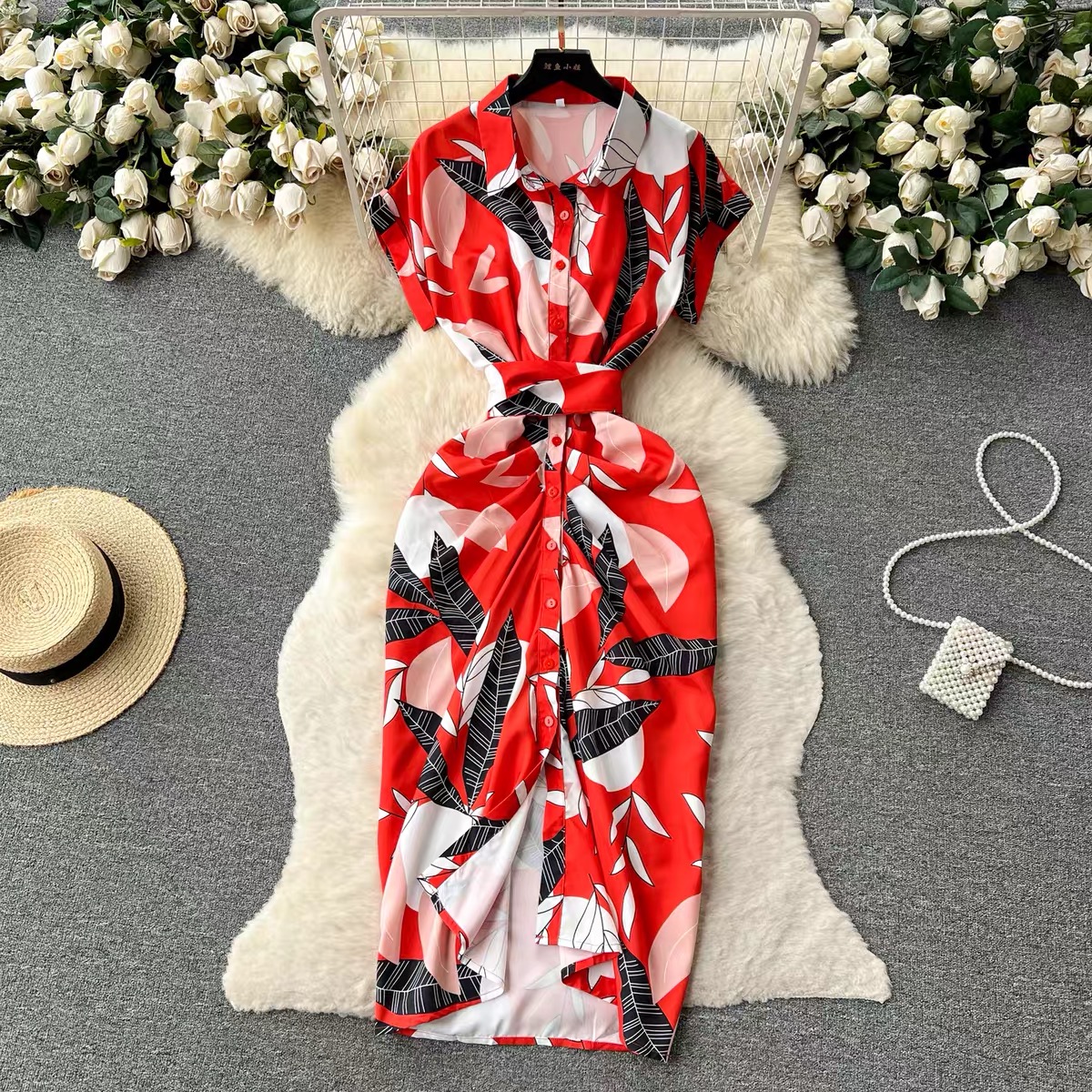 A night dinner for me print dress CBC157 image